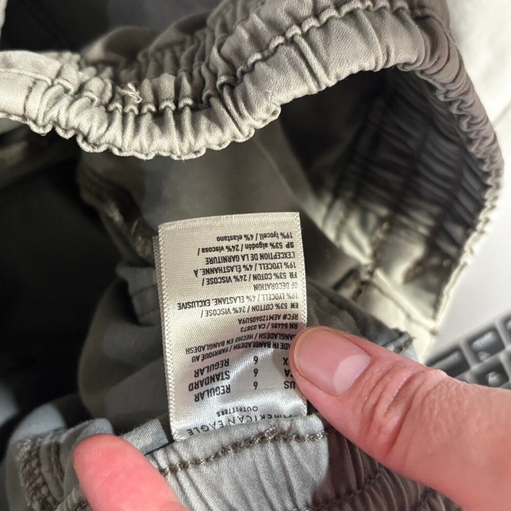 American Eagle Women's Size 6 Gray Green Stretch Utility Jogger Pants Drawstring - Picture 8 of 10